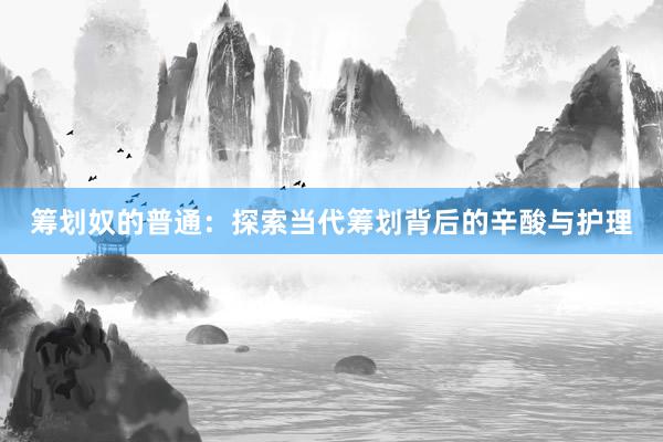筹划奴的普通：探索当代筹划背后的辛酸与护理